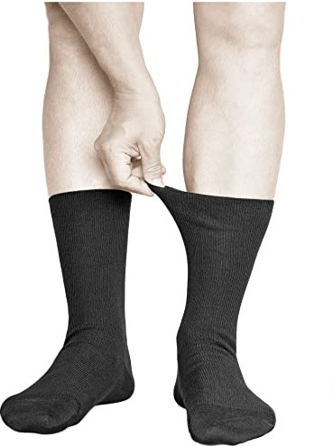 vitsocks Calzini senza Elastico Sanitari 98% COTONE Uomo (3 PAIA) Calze No Stress che non Stringono Caviglia, nero, 44-46