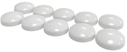 Merriway BH02017 (10 Pcs) Plastidome 2 Piece Clip On No. 8 & 10 Screw Covers, White 15 mm (5/8 Inch) Diameter - Pack of 10 Pieces