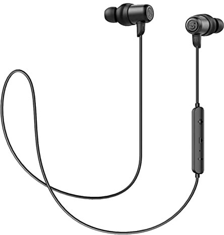 SoundPEATS Bluetooth Earphones IPX5 Sweatproof, Built-in Mic in Ear Earbuds, Lightweight Sport Magnetic Bluetooth Headphones(HiFi Stereo Sound, 7 Hours Playing Time)-Bright Black