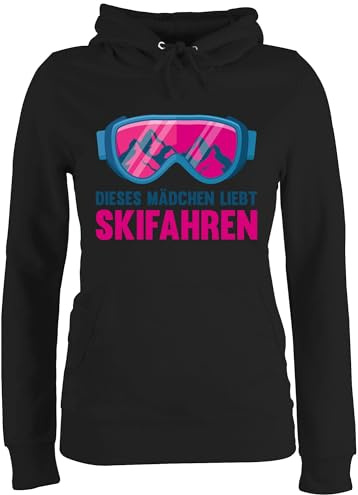 Shirtracer Pullover Damen Hoodie Frauen - Snowboard, Ski und mehr - Dieses Mädchen liebt Skifahren - S - Schwarz - für Wintersport Skifahrer Pulli Hoodies