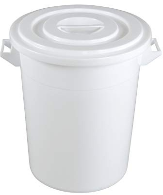 TOLEGANO 75l Eimer mit Deckel weiß lebensmittelecht | Tonne mit Deckel, Universaltonne, Futtertonne, Kunststoff