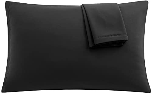 uxcell 2 Pack Pillow Cases Soft 1800 Series Microfiber Pillowcases Set with Zipper King(20x36) Black