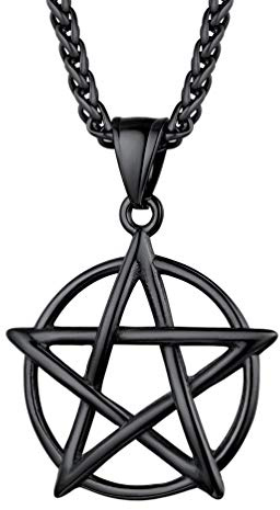 PROSTEEL Herren Anhänger Halskette Solomon Pentagramm-Siegel Amulett Glücksbringer Modeschmuck für Männer Jungen Edelstahl/18k vergoldet/schwarz Metall plattiert