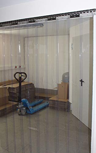 PVC Streifenvorhang, Lamellenvorhang 300x3mm 1,00 m breit, komplett vormontiert, transparent, als optimaler Wind und Wetterschutz (Höhe 2,00 m)