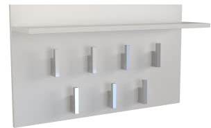 ADGO 2F Praktischer Kleiderbügel mit Ablage, Fluraufhänger, perfekt für kleine und große Räume, 7 Stück Massive Haken (Weiss)