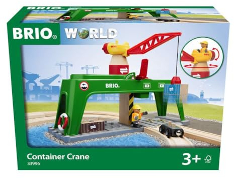 BRIO World 33996 Bahn Verlade Terminal - Mit beweglichem Kran zum Umladen von Gütern auf die Schiene, Straße und das Schiff - Empfohlen für Kinder ab 3 Jahren