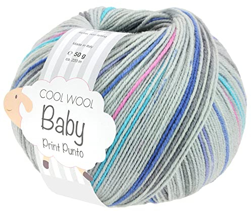 LANA GROSSA Cool Wool Baby Print | 100% Schurwolle Merino, filzfrei | Handstrickgarn aus 100% Schurwolle (Merino) | 50g Wolle zum Stricken & Häkeln | 220m Garn FB 316