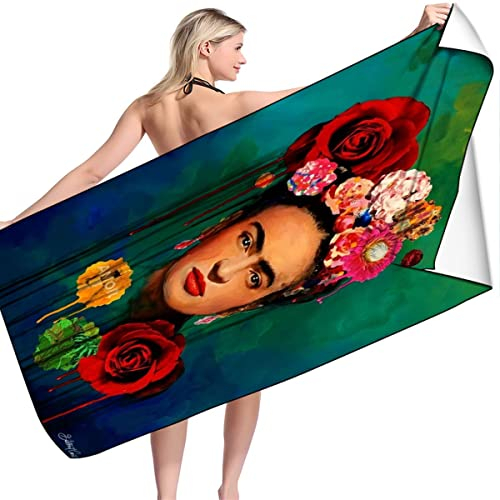 Mikrofaser Strandtuch-Badetuch Groß 100x200cm Schnell Trocknendes,Sandfreies Handtuch,Perfekt Für Strand Schwimmen,Kahlo Saunatuch (3,90x180cm)