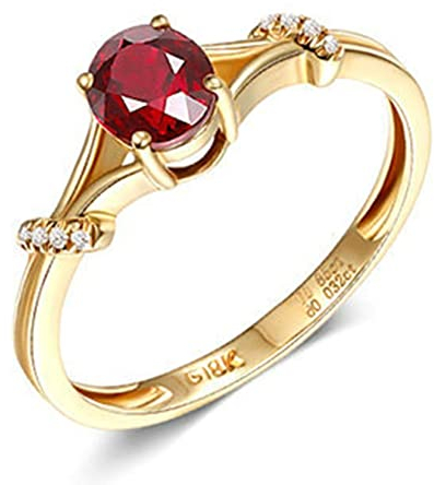 18 Karat (750) Rotgold Ehering, Verlobungsring Oval Verrotten Rubin Weiß Diamant 0.85ct Ring Größe 60 (19.1)