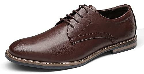 Bruno Marc herrkostymskor, klassiska affärsskor med snörning, Derby Oxfords bröllopsskor, Mörkbrun, 46 EU