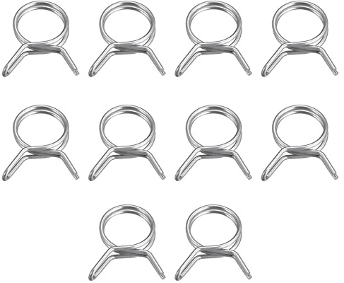 sourcing map Double Wire Spring Hose Clamp, 10pcs 304 Stainless Steel 10mm Inner Dia Fit 11mm-11.4mm OD Hose Fuel Line Silicone Tube Spring Clips