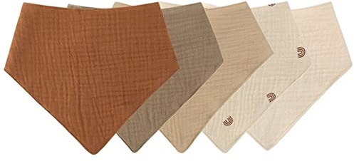 Uposao Lätzchen Baby Absorbierende Dreieckstuch,5 Stück Weiche & Saugfähig Musselin Halstücher Sabberlätzchen mit 3 Verstellbares Druckknopf Baby Dreieckstücher Geschenk