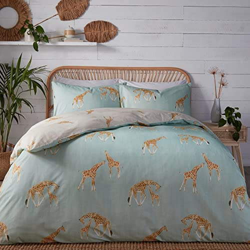 Fusion - Milo Giraffe - Set copripiumino reversibile - Letto king size in uovo d'anatra