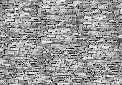 wandmotiv24 Fototapete Natursteinmauer Grau, 200 x 140cm - selbstklebende Strukturtapete, Wanddeko, Wandbild, Wandtapete, Wand, Steine M0472
