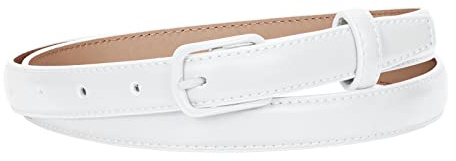 XZQTIVE Schwarzer Skinny Gürtel für Frauen Jeans dünne Leder Taille Gürtel mit schwarzem Metall Prong Schnalle