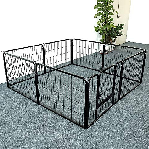 Laufgitter für Hunde, Metall, für Welpen, Nager, Kaninchen, Laufstall, faltbar, aus Metall, für Hunde und Haustiere, mit Tür (80 x 60 cm (8 Stück))