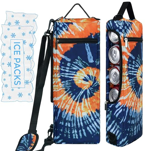 Golf Cooler Bag Plus Ice Pack Soft Sided Insulated Cooler Bag- Holds 6 Pack of Cans or 2 Wine Bottles - Grey Camo Golf Beer Sleeve Black Fits Discreetly in Golf Bags