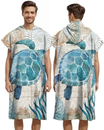 LOMTRATS Quick-drying Surf Poncho, Changing Towel, Bathrobe, Sports Towels for Swimmers,Hoodie for Adults,Swimming,Beach,Surfing,Diving,Bathing（Adult-L）