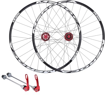 MirOdo MTB 26 Zoll Fahrrad-Laufradsatz Schnellspanner Alu-Legierung Dual-Sechs-Loch-Scheibenbremsen Felge 28 Löcher Vorne 2 Hinten 5 Lagernaben Laufradsatz Geeignet Für 8-11-Gang-Kassette