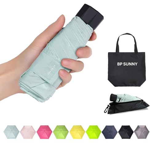 BP SUNNY Mini Paraguas Plegable, Anti UV Sol Paraguas de Bolsillo, Manual Compacto Pequeño Paraguas Mixto para Actividades al Aire Libre Viaje Paraguas Plegable, 210g