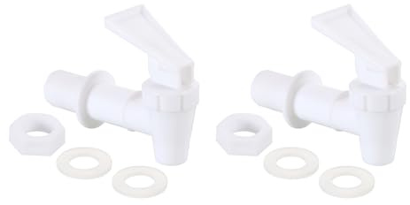 sourcing map Juego de Grifo Dispensador Reutilizable 2 Unidades Válvula de Grifo de Repuesto de Plástico para Botellas de Agua y Bebidas (Blanco)