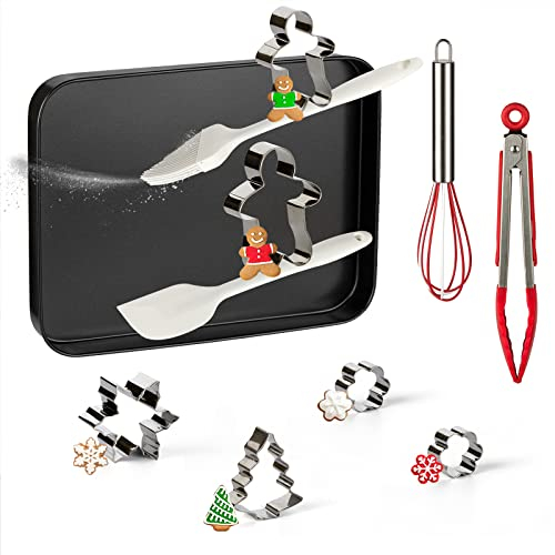 Ustensiles de Pâtisserie, Moules à Biscuits, Set de Pâtisserie pour Les Fêtes avec Spatule, Pinceau, Fouet, Pinceau, Kit de Biscuits, Plaque à Biscuits pour Cadeau de Fête