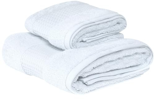 Bellora Set Asciugamani Viso e Ospite Spugna di Cotone Fiocco Asciugamano Ricamato con bordi nido d'ape Azzurro B02