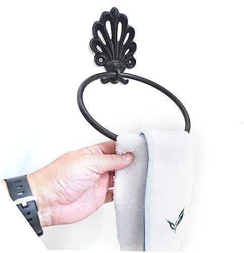 BESTonZON 2pcs Retro Towel Hanging Tissue Rack Wrought Iron Towel Holder for Bathroom Storage Elegant Black Design Space-saving for Home Decor
