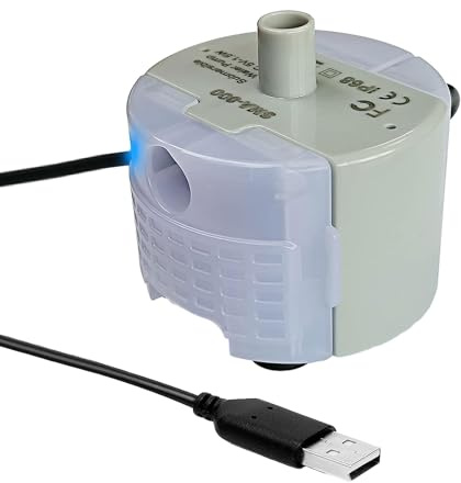 LIUZIKUN Wasserpumpe USB-Schnittstelle Pumpe für Haustiertrinkbrunnen Aquarien Sma-800 Motor Super geräuschlose Pumpe mit LED-Licht