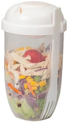 Frischer Salatbecher -Salat -Dressing -Behälter für Salatmahlzeiten Shaker Salat -Dressing für Mittagessen weiß, Salat -Dressingbehälter, um zu gehen