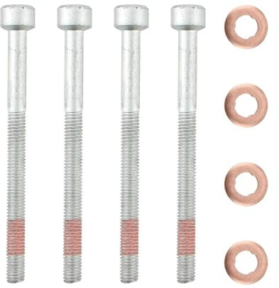 Sarini Pernos de 4 Piezas,Pernos de Soporte de inyector con 4 Arandelas para inyectores W203 W204 W169 W164 W212 W211 Sprinter W906 Vito Viano A0009902907 de Cobre