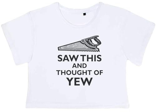 Azeeda Small 'Saw This and Thought of Yew' Adult's Cotton Crop Top (CO00131193) White