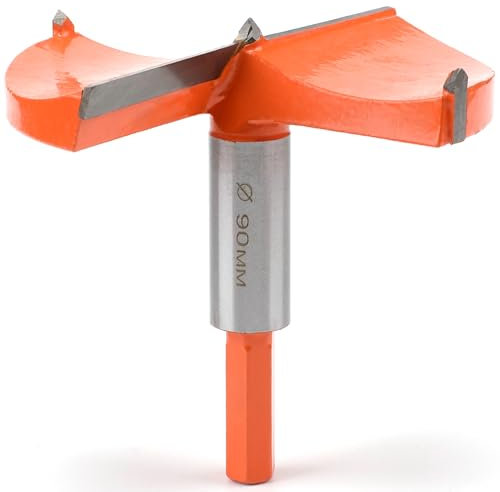 Mèche Forstner - 75 mm - Avec guide - Foret à bois avec tige hexagonale - Foret à charnière pour bois et bois dur