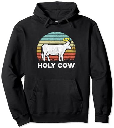 Vintage Holy Cow Livestock Dairy Cow Cattle Farmer Retro Pullover Hoodie