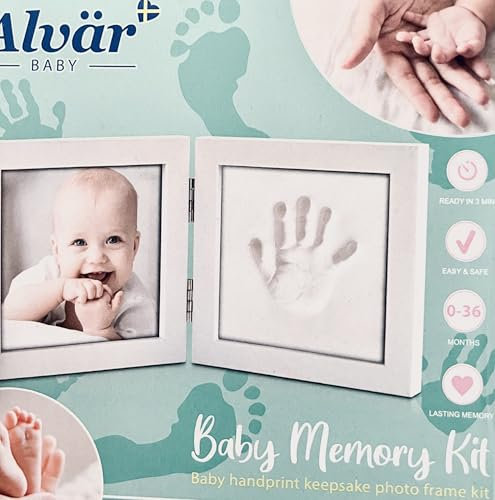 Alvar BABY - Fuß- und Handabdruck-Set für Schlafzimmerdekoration, Geschenk, Erinnerungsstück zur Geburt – einfach zu verwenden. Fertig in 3 Minuten.