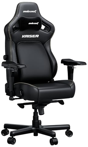 Anda Seat Kaiser 4 Gaming Chair for Adults - Large Reclining Video Game Chairs with 4-Level Pop-Out Lumbar, Stain-Resistant Faux Leather, Heavy Duty Neck & Back Support - Black Ergonomic Gaming Chair