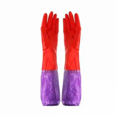 UALXPAO Putzhandschuhe 1 paar Lange Gummi Samt Haushalts Handschuhe Geschirrspülen Gummi Wasserdicht Gleitschutz Verdicken Warme Handschuhe Wäscher Küche Reinigung
