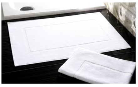 texpot Badvorleger 50 x 70 cm weiß Duschvorleger mit Rahmenborte 100% Baumwolle Frottier