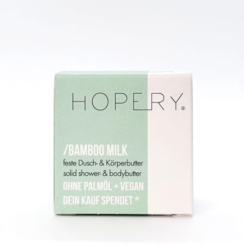 Hopery - Dusch-seife und Körper-butter Bamboo Milk – 40g - Naturseife ohne Plastik, Vegan, Palmölfrei, Tierversuchsfrei