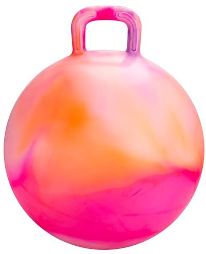 U&C Planet 50 cm Hüpfball Sprungball mit Griff, 100 KG belastbar Space Hopper mit Luftpumpe Spielzeug für Kinder 6-9 Jahre Drinnen & Draußen, Lernspielzeug für Balance & Koordination, Wolke Orange
