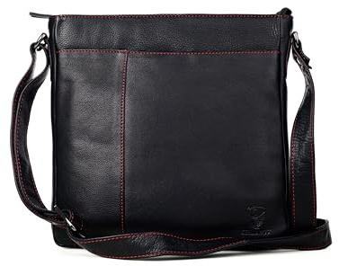 GERMANUS Umhängetasche Crossbodybag Schultertasche Handtasche Toni aus Leder für Herren und Damen, unisex, schwarz