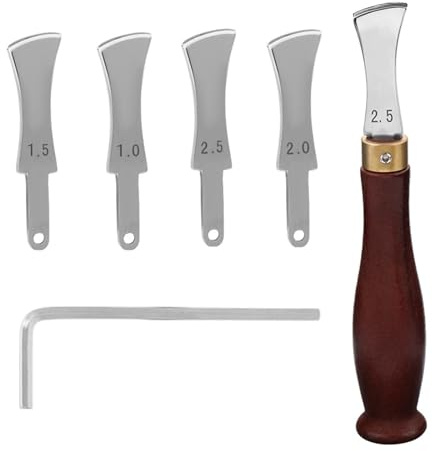 Fcnjsao Leder Edger Cressing Tool Holzgriff Leder Creaser Werkzeug Mit Austauschbarem Faltkopf 1 0-2 5 Mm Für Lederfahrzeuge