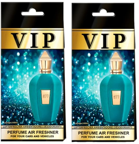 Deodoranti per auto di lusso VIP CARIBI, confezione da 2, fragranze premium ispirate a profumi esclusivi, profumo elegante e di lunga durata, deodorante per auto di alta qualità. (877)