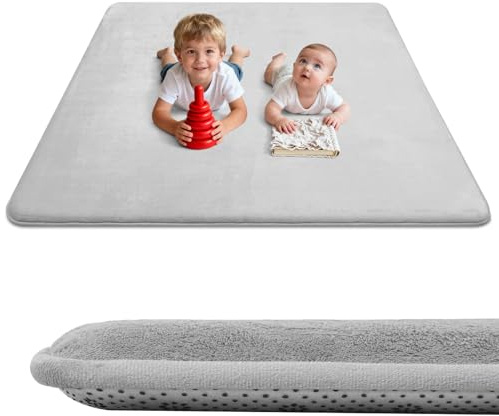 Wdmiya Tappeto Neonato, Tappeto Gioco Bambini 150 * 200 * 3cm, Tappetos Morbido Bambini in Flanella, Tappetos per Gattonare Neonato Antiscivolo, Adatto per Box e Aree Gioco per Bambino(Grigio)