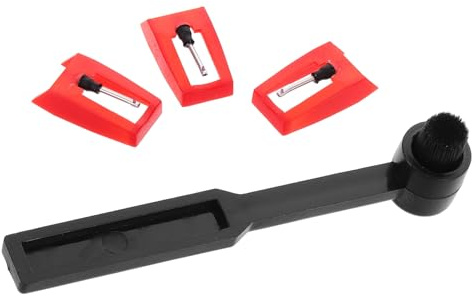1Set Phonograph Stylus Needle Replacement with Vinyl Record Cleaning Brush Needles Brush for Enhanced Audio Performance and Cleaner Records
