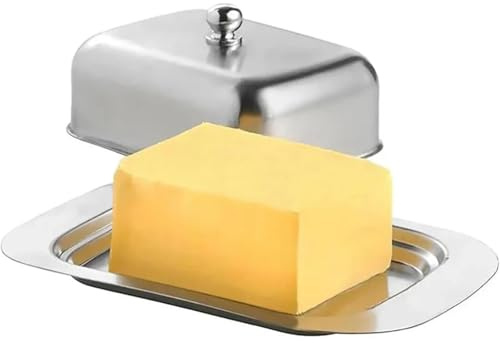 BDXMKS Mantequera Mantequera de Acero Inoxidable con Tapa, Caja for Guardar Mantequilla y Queso, Plato for Queso, Plato for Mantequilla con Tapa, Soporte for Mantequilla, vajilla de Cocina