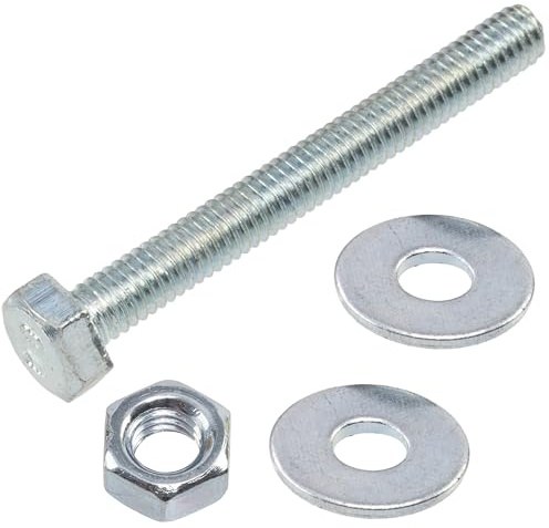 AERZETIX - Kit di 25 bulloni M4x35mm con testa esagonale + 50 rondelle larghe M4x12mm + 25 dadi esagonali M4 per fai da te e fissaggio leggero | in acciaio