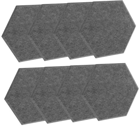 DECOMELODY 8pcs Hexagonal Acoustic Soundproof Panels Deep Gray Sound Absorbing Felt for Soundproofing Noise Isolation in Studios Theaters Offices