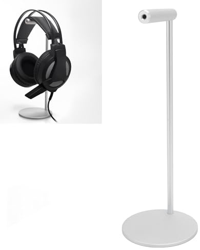 NINESHE Headphone Stand for Desk, Aluminum Alloy Silver Heavy Duty Base Gaming Headset Holder for All Over Ear On Ear Computer PC Game Headsets
