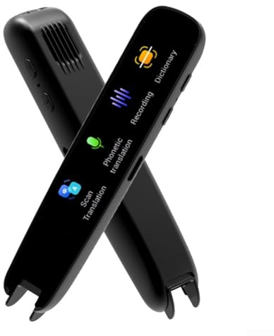Stylo de lecture intelligent avec point de numérisation vocale/numérisation vers texte, traducteur portable multilingue en 123 langues hors ligne (noir)